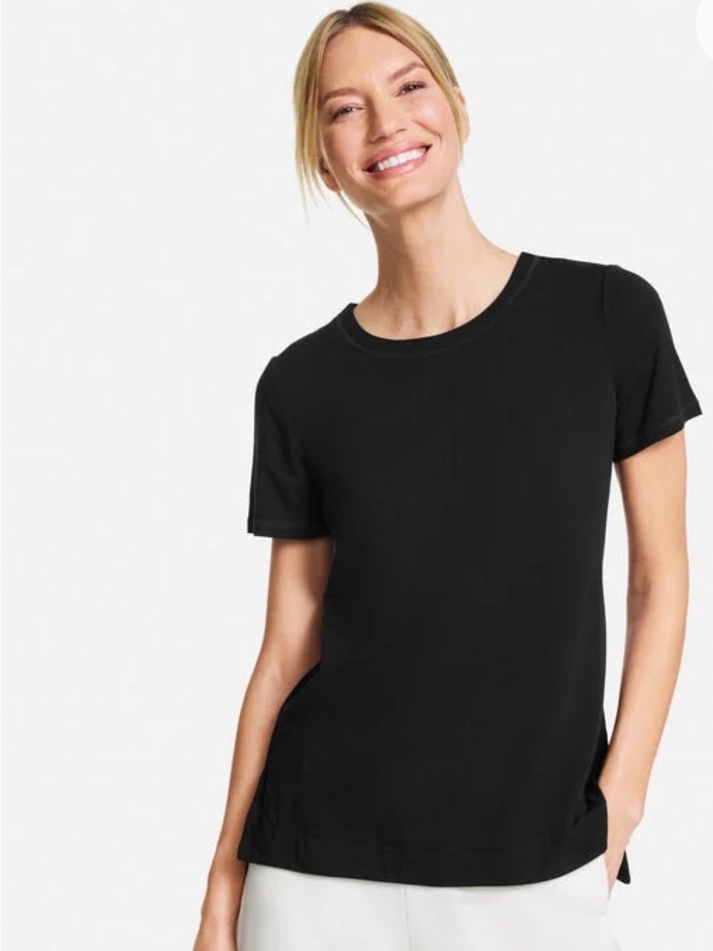 Talbots Black Short-Sleeve Crewneck Top - size XL